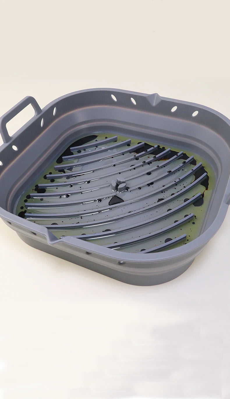 Forros de fritadeira de ar de silicone quadrado cesta de silicone reutilizável fácil de limpar pote de fritadeiras de ar para 5.8 a 8 qt bandeja de cozimento de fritadeira de ar