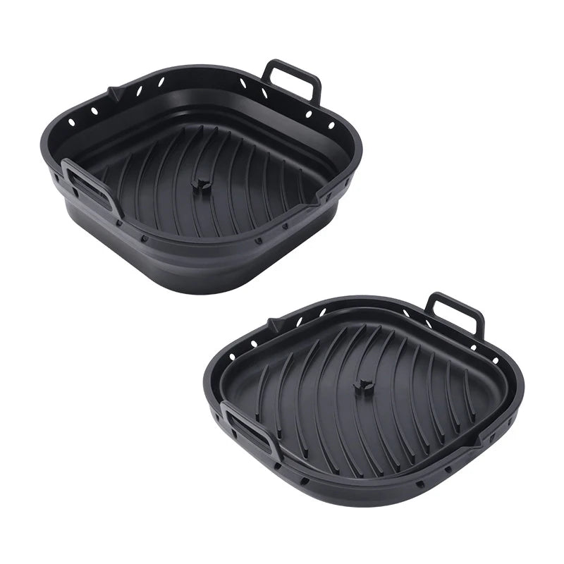 Forros de fritadeira de ar de silicone quadrado cesta de silicone reutilizável fácil de limpar pote de fritadeiras de ar para 5.8 a 8 qt bandeja de cozimento de fritadeira de ar