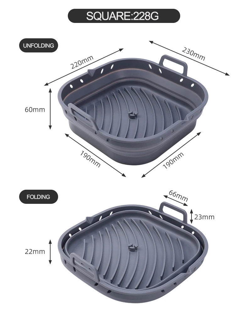 Forros de fritadeira de ar de silicone quadrado cesta de silicone reutilizável fácil de limpar pote de fritadeiras de ar para 5.8 a 8 qt bandeja de cozimento de fritadeira de ar